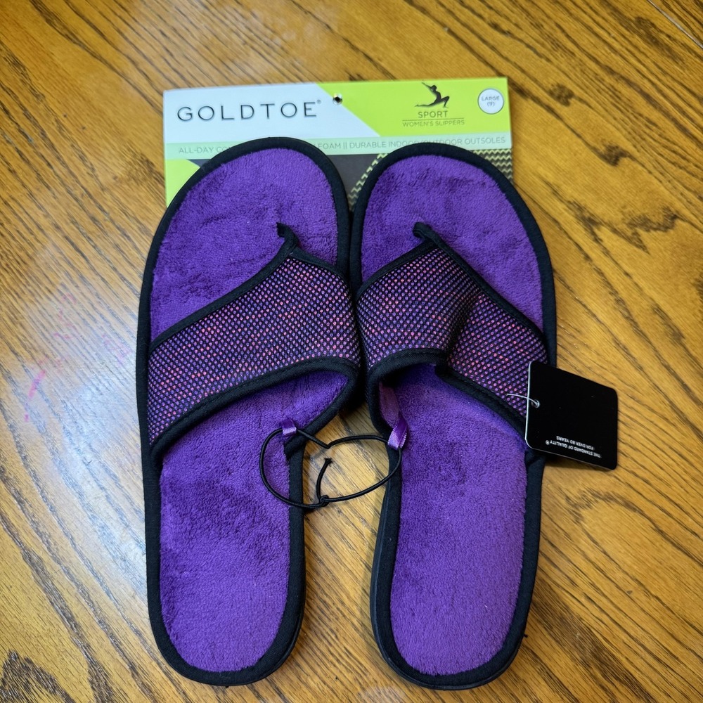 Goldtoe Womens Emera Sport Slippers Size 9 Purple New Memory Foam Thong Mesh